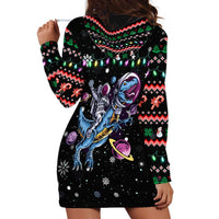 Astronauts Ride A T Rex In Space With The Planet Christmas Hoodie Dress Xmas Holiday Patterns - Wonder Print Shop