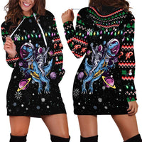 Astronauts Ride A T Rex In Space With The Planet Christmas Hoodie Dress Xmas Holiday Patterns - Wonder Print Shop