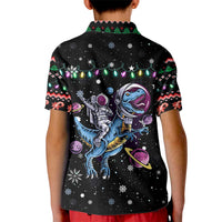 Astronauts Ride A T Rex In Space With The Planet Christmas Kid Polo Shirt Xmas Holiday Patterns - Wonder Print Shop