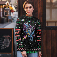Astronauts Ride A T Rex In Space With The Planet Christmas Ugly Christmas Sweater Xmas Holiday Patterns - Wonder Print Shop