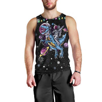 Astronauts Ride A T Rex In Space With The Planet Christmas Men Tank Top Xmas Holiday Patterns - Wonder Print Shop