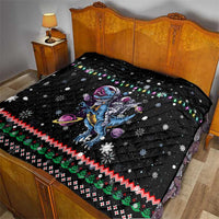 Astronauts Ride A T Rex In Space With The Planet Christmas Quilt Xmas Holiday Patterns - Wonder Print Shop