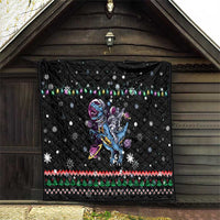 Astronauts Ride A T Rex In Space With The Planet Christmas Quilt Xmas Holiday Patterns - Wonder Print Shop