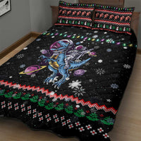 Astronauts Ride A T Rex In Space With The Planet Christmas Quilt Bed Set Xmas Holiday Patterns - Wonder Print Shop