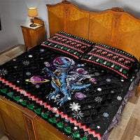 Astronauts Ride A T Rex In Space With The Planet Christmas Quilt Bed Set Xmas Holiday Patterns - Wonder Print Shop