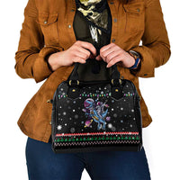 Astronauts Ride A T Rex In Space With The Planet Christmas Shoulder Handbag Xmas Holiday Patterns - Wonder Print Shop
