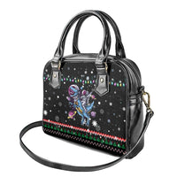 Astronauts Ride A T Rex In Space With The Planet Christmas Shoulder Handbag Xmas Holiday Patterns - Wonder Print Shop