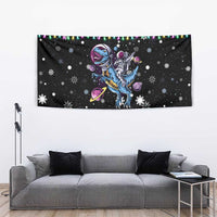Astronauts Ride A T Rex In Space With The Planet Christmas Tapestry Xmas Holiday Patterns - Wonder Print Shop
