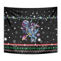 Astronauts Ride A T Rex In Space With The Planet Christmas Tapestry Xmas Holiday Patterns - Wonder Print Shop