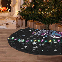 Astronauts Ride A T Rex In Space With The Planet Christmas Tree Skirt Xmas Holiday Patterns - Wonder Print Shop