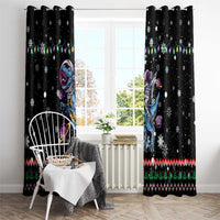 Astronauts Ride A T Rex In Space With The Planet Christmas Window Curtain Xmas Holiday Patterns - Wonder Print Shop