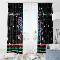 Astronauts Ride A T Rex In Space With The Planet Christmas Window Curtain Xmas Holiday Patterns - Wonder Print Shop