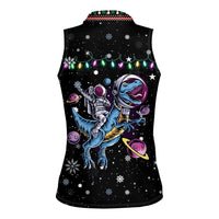 Astronauts Ride A T Rex In Space With The Planet Christmas Women Sleeveless Polo Shirt Xmas Holiday Patterns - Wonder Print Shop