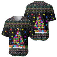 Autism Pine Christmas Baseball Jersey Xmas Holiday Patterns - Wonder Print Shop