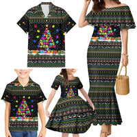 Autism Pine Christmas Family Matching Mermaid Dress and Hawaiian Shirt Xmas Holiday Patterns - Wonder Print Shop