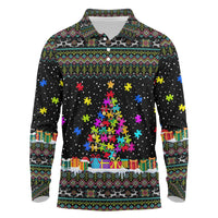 Autism Pine Christmas Long Sleeve Polo Shirt Xmas Holiday Patterns - Wonder Print Shop