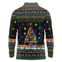Autism Pine Christmas Long Sleeve Polo Shirt Xmas Holiday Patterns - Wonder Print Shop