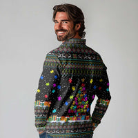 Autism Pine Christmas Long Sleeve Polo Shirt Xmas Holiday Patterns - Wonder Print Shop