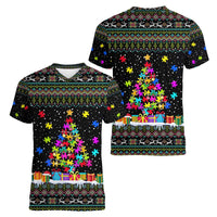 Autism Pine Christmas Women V-Neck T-Shirt Xmas Holiday Patterns - Wonder Print Shop