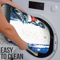 Kosovo Christmas Bathroom Set with Santa Wolf Snowflakes Blue Pattern and National Emblem - Wonder Print Shop