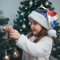 Kosovo Christmas Santa Hat with Santa Wolf Snowflakes Blue Pattern and National Emblem - Wonder Print Shop