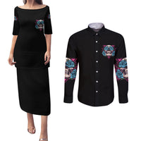 You Couldn't Handle Me Triangle Skull Couples Matching Puletasi Dress and Long Sleeve Button Shirt - Wonder Print Shop