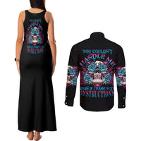 You Couldn't Handle Me Triangle Skull Couples Matching Tank Maxi Dress and Long Sleeve Button Shirt - Wonder Print Shop