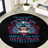 you-couldnt-handle-me-triangle-skull-round-carpet