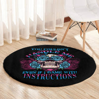 you-couldnt-handle-me-triangle-skull-round-carpet