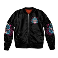 You Couldn't Handle Me Triangle Skull Sleeve Zip Bomber Jacket - Wonder Print Shop
