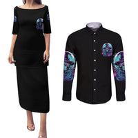 Hello Darkness My Old Friend Witch Halloween Couples Matching Puletasi Dress and Long Sleeve Button Shirt - Wonder Print Shop