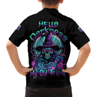 Hello Darkness My Old Friend Witch Halloween Family Matching Puletasi Dress and Hawaiian Shirt - Wonder Print Shop