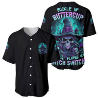 Buckle Up Buttercup Skull Witch Halloween Baseball Jersey - Wonder Print Shop