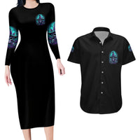 Buckle Up Buttercup Skull Witch Halloween Couples Matching Long Sleeve Bodycon Dress and Hawaiian Shirt - Wonder Print Shop