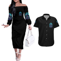 Buckle Up Buttercup Skull Witch Halloween Couples Matching Off The Shoulder Long Sleeve Dress and Hawaiian Shirt - Wonder Print Shop