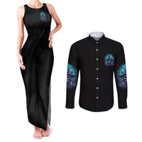 Buckle Up Buttercup Skull Witch Halloween Couples Matching Tank Maxi Dress and Long Sleeve Button Shirt - Wonder Print Shop