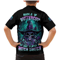 Buckle Up Buttercup Skull Witch Halloween Family Matching Mermaid Dress and Hawaiian Shirt - Wonder Print Shop