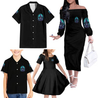 Buckle Up Buttercup Skull Witch Halloween Family Matching Off Shoulder Long Sleeve Dress and Hawaiian Shirt - Wonder Print Shop