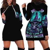 Buckle Up Buttercup Skull Witch Halloween Hoodie Dress - Wonder Print Shop
