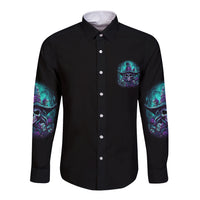Buckle Up Buttercup Skull Witch Halloween Long Sleeve Button Shirt - Wonder Print Shop