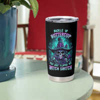 Buckle Up Buttercup Skull Witch Halloween Tumbler Cup - Wonder Print Shop