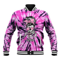Fcks Cancer Skull Tie Dye Baseball Jacket - Wonder Print Shop