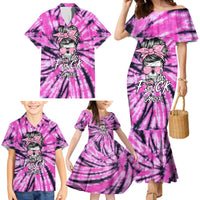 Fcks Cancer Skull Tie Dye Family Matching Mermaid Dress and Hawaiian Shirt - Wonder Print Shop