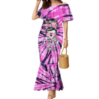 Fcks Cancer Skull Tie Dye Family Matching Mermaid Dress and Hawaiian Shirt - Wonder Print Shop