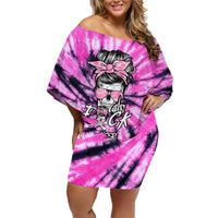 Fcks Cancer Skull Tie Dye Family Matching Off Shoulder Short Dress and Hawaiian Shirt - Wonder Print Shop