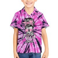 Fcks Cancer Skull Tie Dye Family Matching Off Shoulder Short Dress and Hawaiian Shirt - Wonder Print Shop
