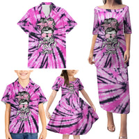 Fcks Cancer Skull Tie Dye Family Matching Puletasi Dress and Hawaiian Shirt - Wonder Print Shop