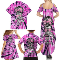 Fcks Cancer Skull Tie Dye Family Matching Summer Maxi Dress and Hawaiian Shirt - Wonder Print Shop