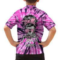 Pink tie-dye Hawaiian shirt with collared short sleeves and large back skull graphic