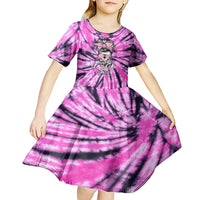 Fcks Cancer Skull Tie Dye Kid Short Sleeve Dress - Wonder Print Shop